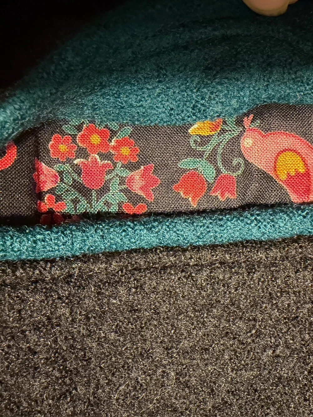 VTG Giesswein Austria Pure New Wool Boiled Wool Jacket Floral Lined EU 36 Black